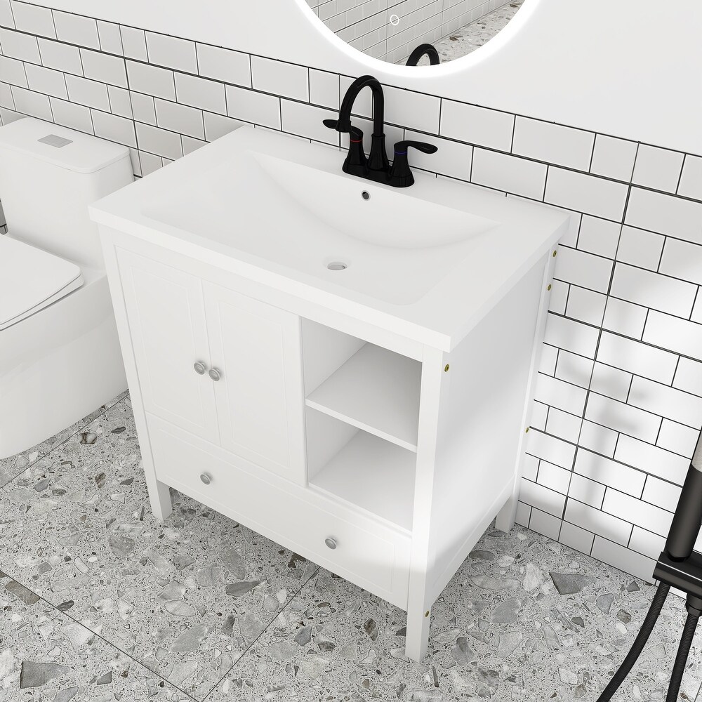 30 in. W x 18. in D. x 32 in. H Bath Vanity with White Ceramic Top