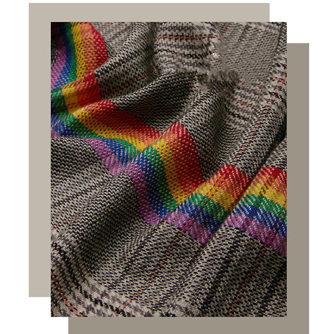 100% Pure Wool Rainbow Color Swallow Grid Scarf For Women Autumn/winter 200x90cm