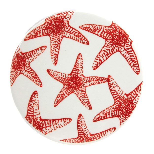 Tabletop Patriotic Coasters Set Of Coasters 4 0 Inches American Flag Starfish 20882 Ceramic Multicolored