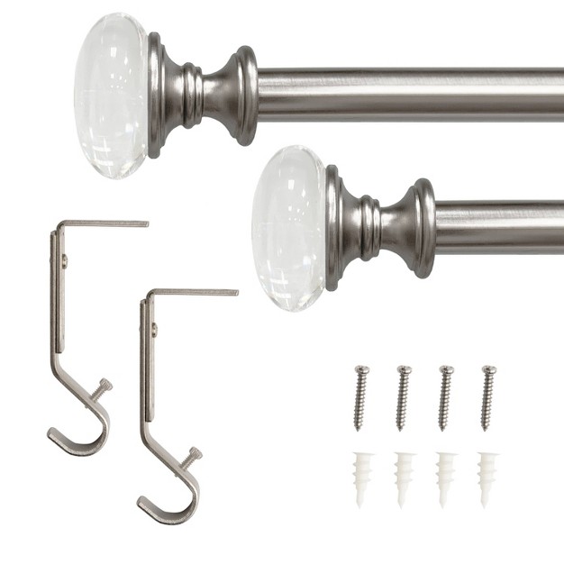 Crystal Knob Drapery Rod Set Brushed Nickel Lumi Home Furnishings