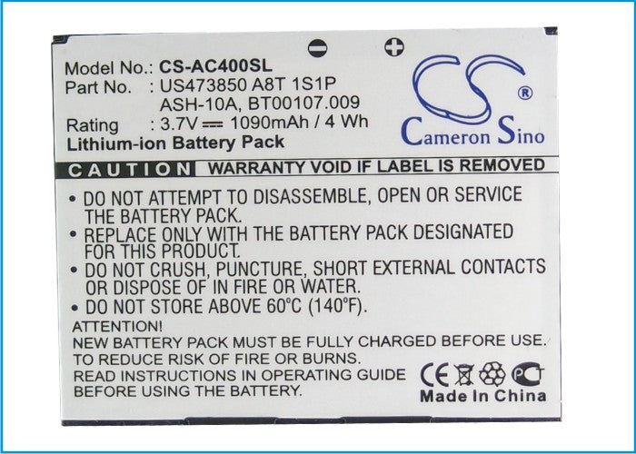 Acer beTouch E400 beTouch E400B neoTouch P400 Replacement Battery BatteryClerkcom Mobile Phone