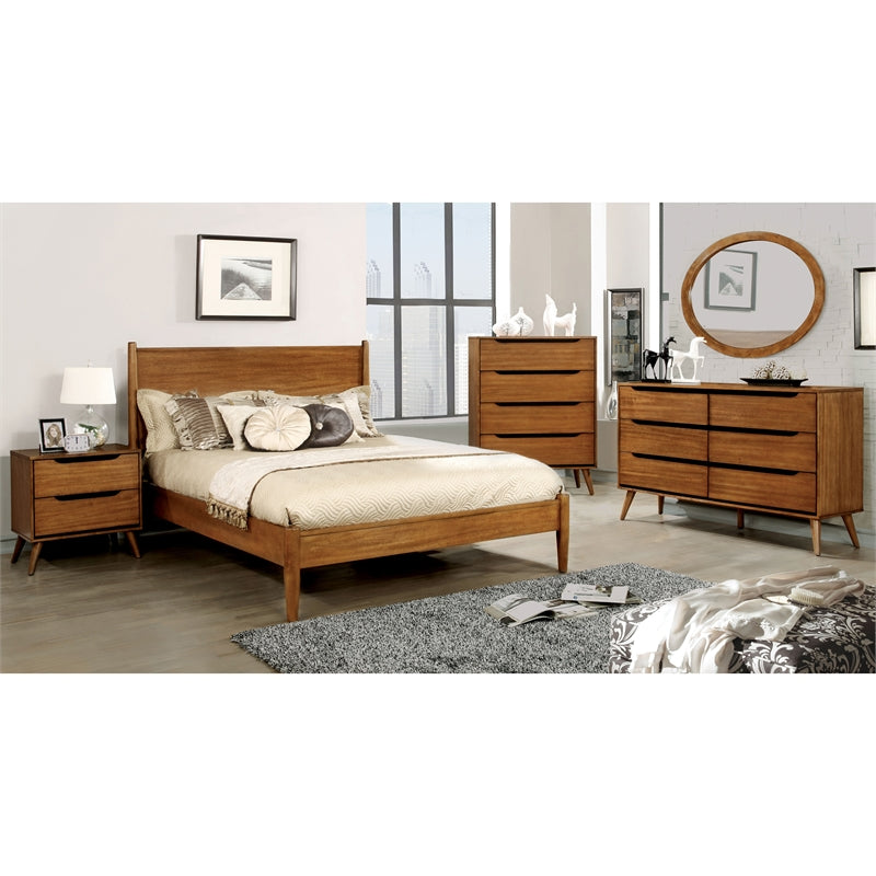 Furniture of America Belkor Mid-Century Modern Wood 6-Drawer Dresser in Oak