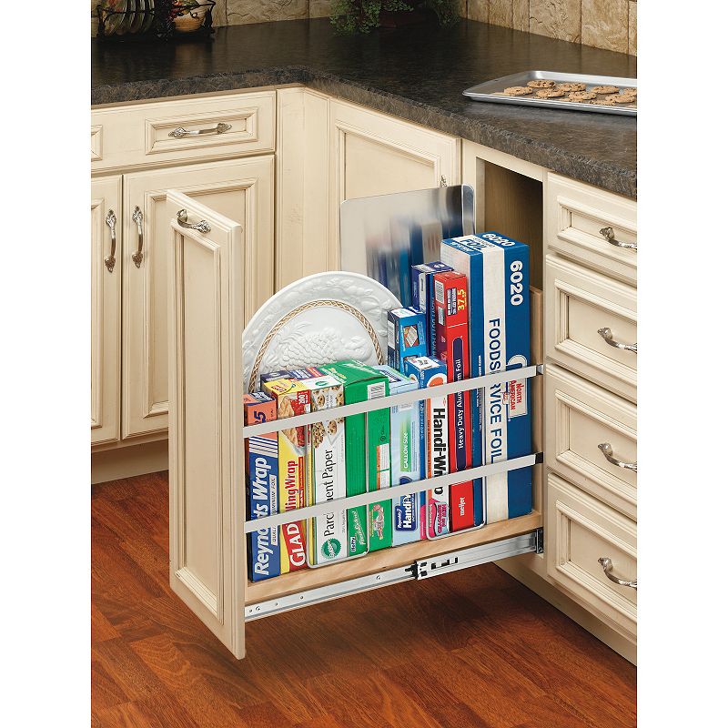 Rev-A-Shelf 8 Pull Out Cabinet Organizer， Ball Bearing Soft Close 447-BCBBSC-8C