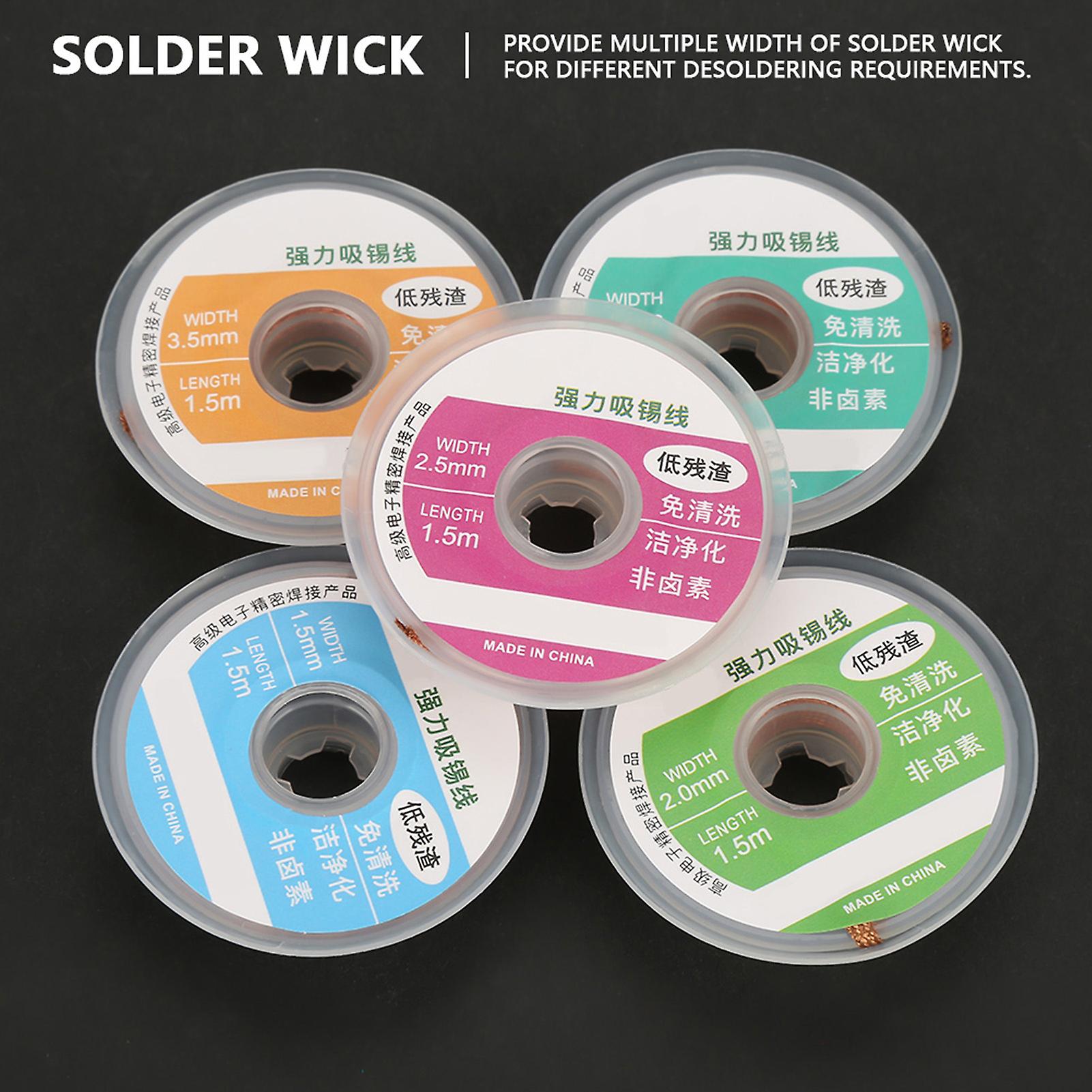 5pcs 1.5m Solder Wick Desoldering Braid Wire Solder Remover 1.5/2.0/2.5/3.0/3.5mm