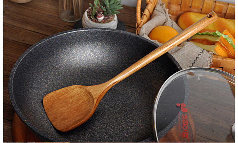 YGR Long Wooden Cooking Rice Spatula Scoop Kitchen Utensil Non-Stick Hand Wok Shovel