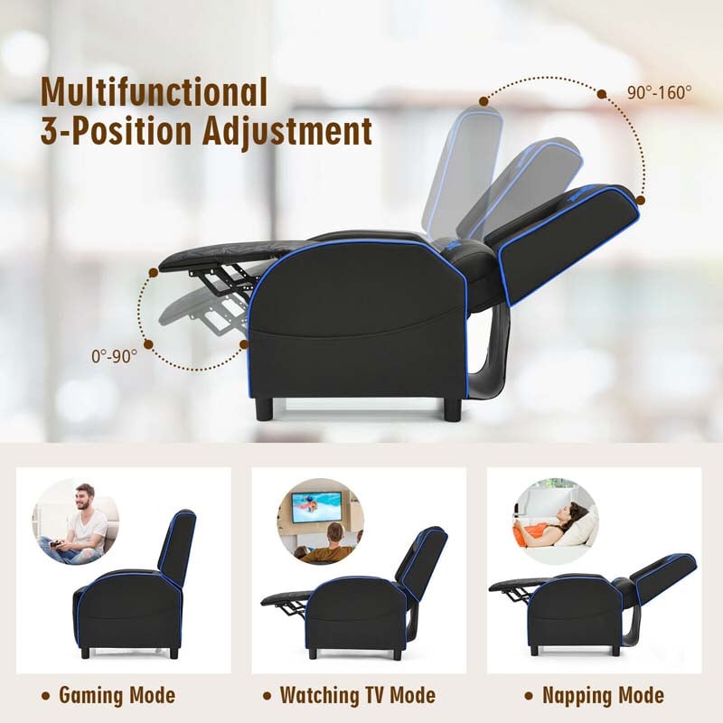 Massage Gaming Recliner Chair, PU Leather Gaming Sofa, Single Sofa, Lounge Sofa, Home Theater Seat with Adjustable Backrest & Footrest