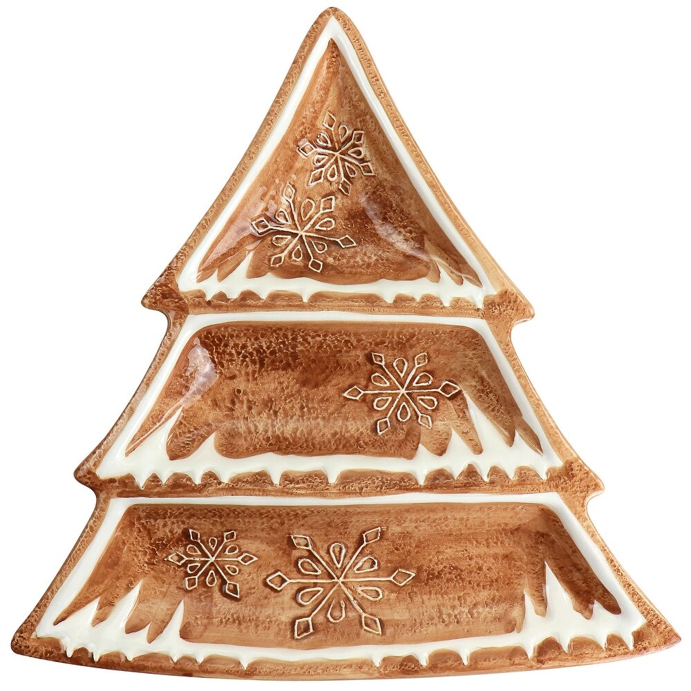 Martha Stewart Durastone 3 Section Gingerbread Tree Serving Tray