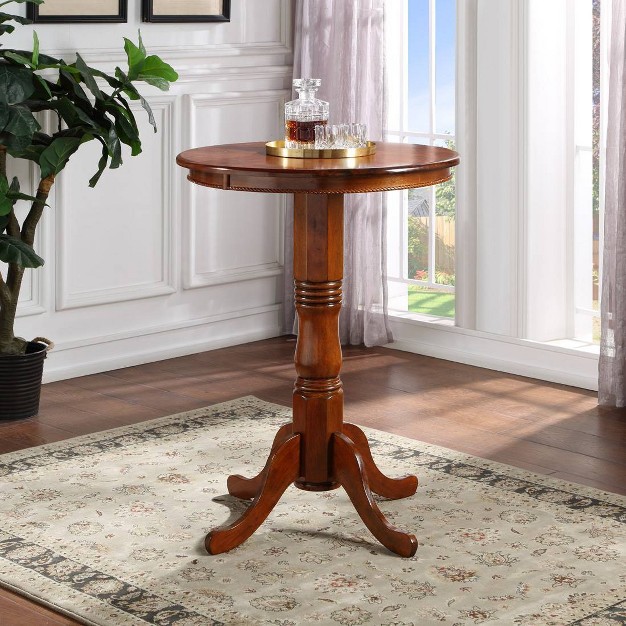 Round Pedestal Bar Height Table Wood cherry Boraam