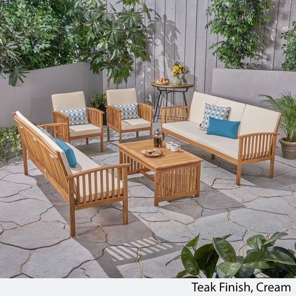 Carolina Outdoor 5pc. Acacia Conversational Set by Christopher Knight Home