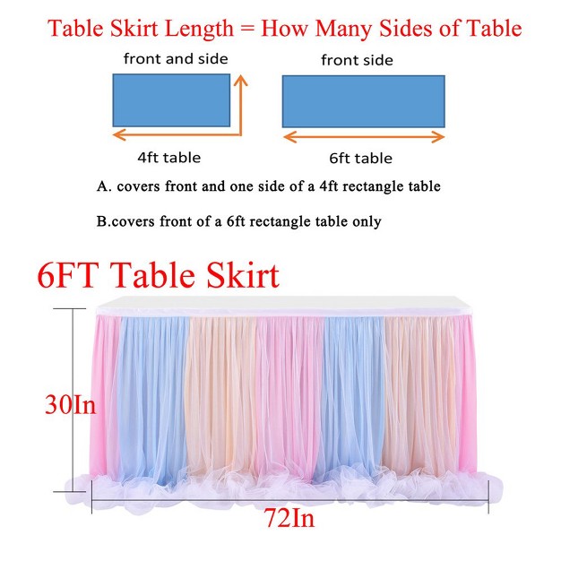 6ft Tulle Table Skirt 5 Tier Pink Gradient Tablecloth Tutu Chiffon Table Skirting