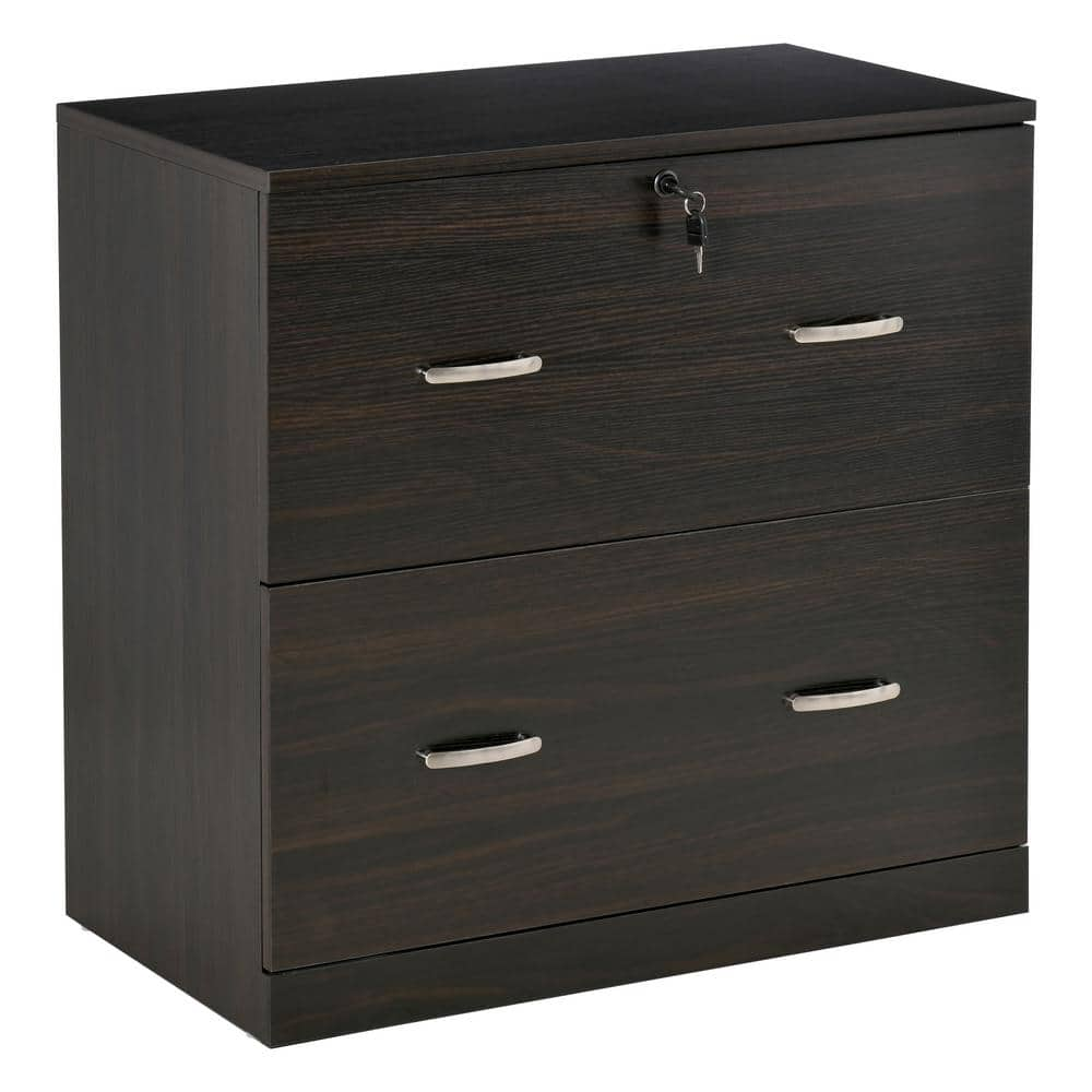 Vinsetto Walnut Particle board 2-Drawer File Cabinet with Hanging Bar for A4 Size 924-040V80