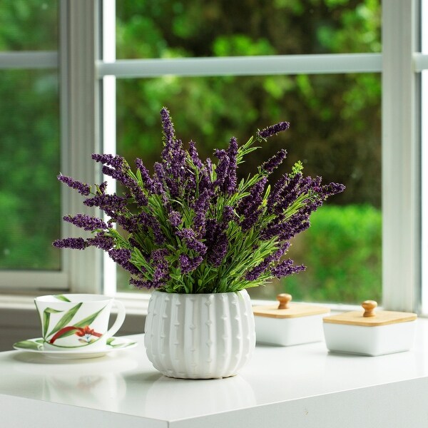 Artificial Lavender Flower in Ceramic Pot for Home Office Wedding Party Decoration