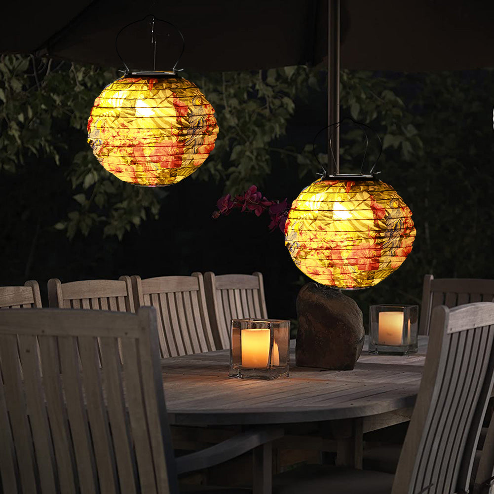 TBOLINE Solar Light LED Hanging Ball Lantern Waterproof Painted Pattern Lamp (A)