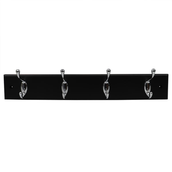 Home Basics 4 Double Hook Wall Mounted Hanging Rack， Black