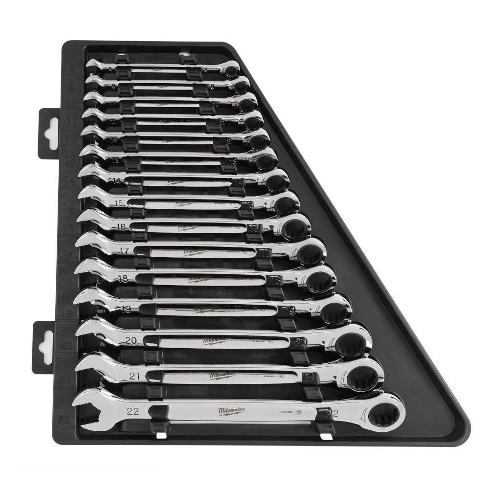 MW Metric Ratcheting Combination Wrench Set (15-Piece) 48-22-9516