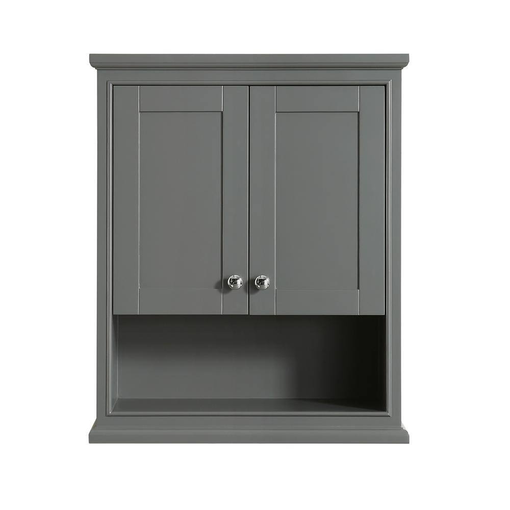 Wyndham Collection Deborah 25 in. W x 30 in. H x 9 in. D Bathroom Storage Wall Cabinet in Dark Gray WCS2020WCDK