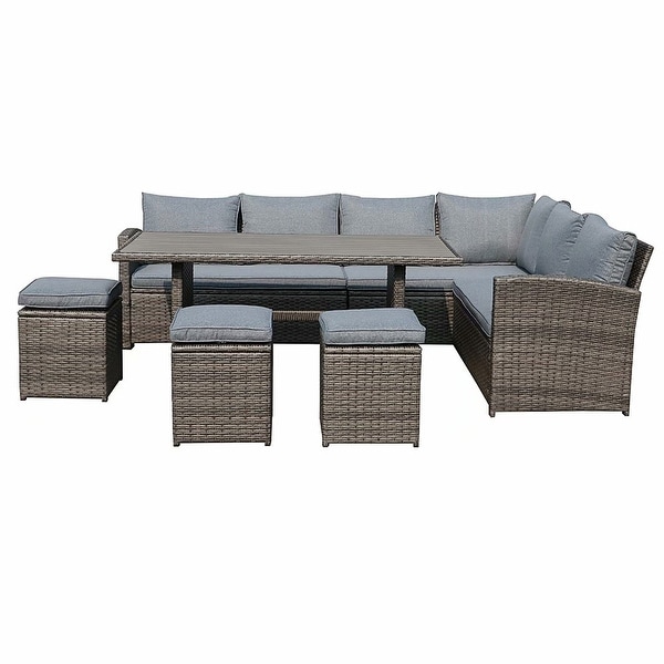 Outdoor 7piece Wicker Dining Set Patio Sofa Furniture