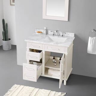 Home Decorators Collection Sonoma 36 in. W x 22 in. D x 34.50 in. H Bath Vanity in Off White with Carrara Marble Top Sonoma 36OW