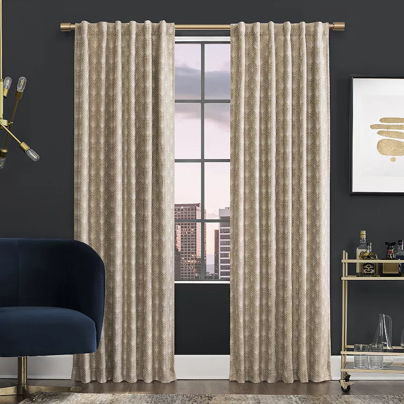 Scott Living Montauk Art Deco 100% Blackout Back Tab 1-panel Window Curtain