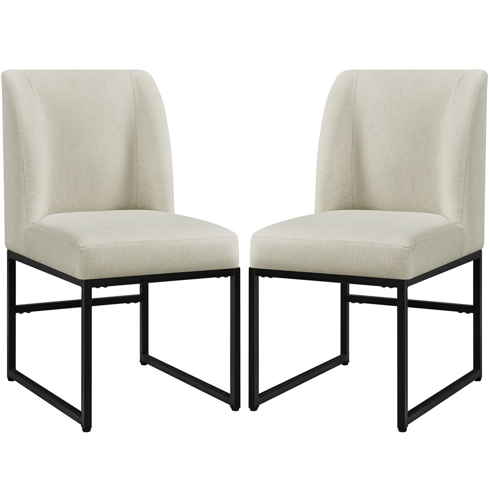 Yaheetech 2pcs Modern Upholstered Dining Chairs With Metal legs  Beige   N/A