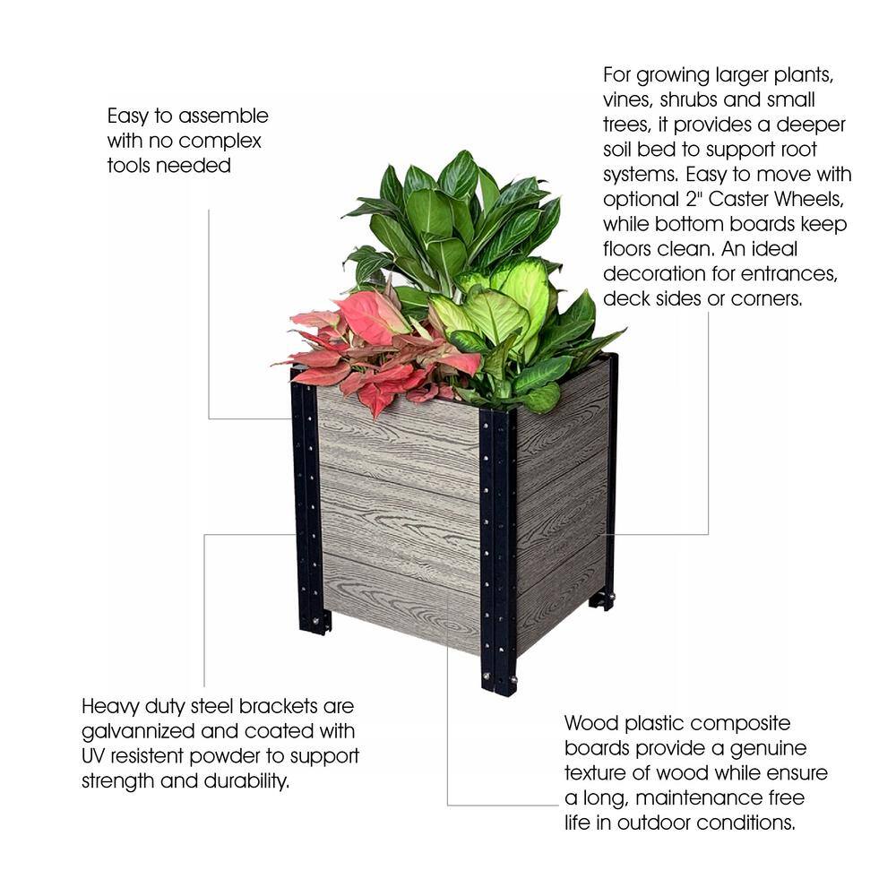 EverBloom 17 in. L x 19 in. W x 21 in. H Composite Planter Box Cornerstone in Grey E211719G