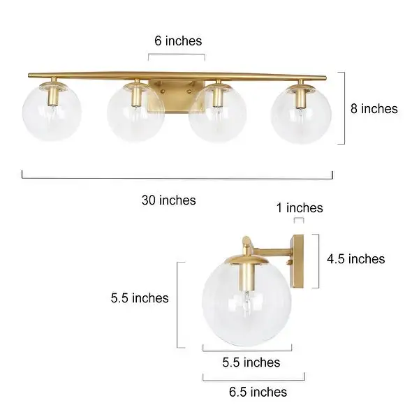 Modern Gold 4/ 3-light Bathroom Vanity Lights Glass Globe Wall Sconces