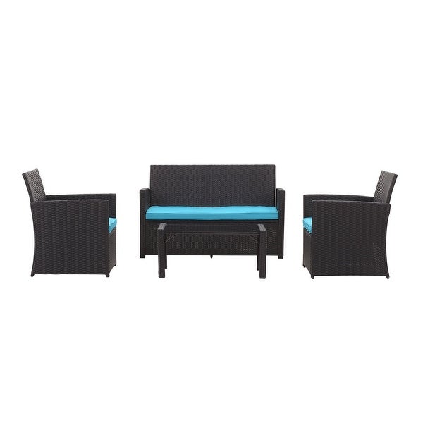 Zenova Outdoor 4-piece Wicker Sofa Furniture Set - Overstock - 35725167