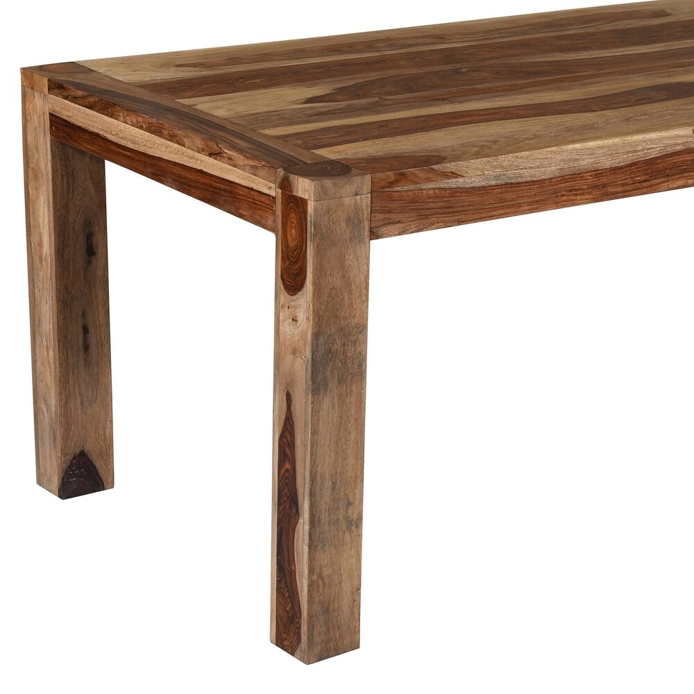 Rustic Modern Solid Wood Rectangular Dining Table in Dark Sheesham