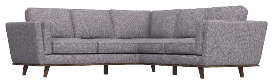 Pemberly Row Mid Century Modern Pillow Back Right Facing Sectional in Dark Gray   Midcentury   Sectional Sofas   by Homesquare  Houzz