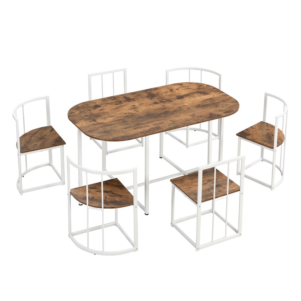 Classic Style 7 Piece Dining Set  Includes Dining Table  6 Chairs