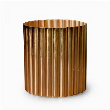 Handmade Striped Glossy Metal Planter Home Indoor Outdoor Garden Usage Customized Size Metal Planter Made in India