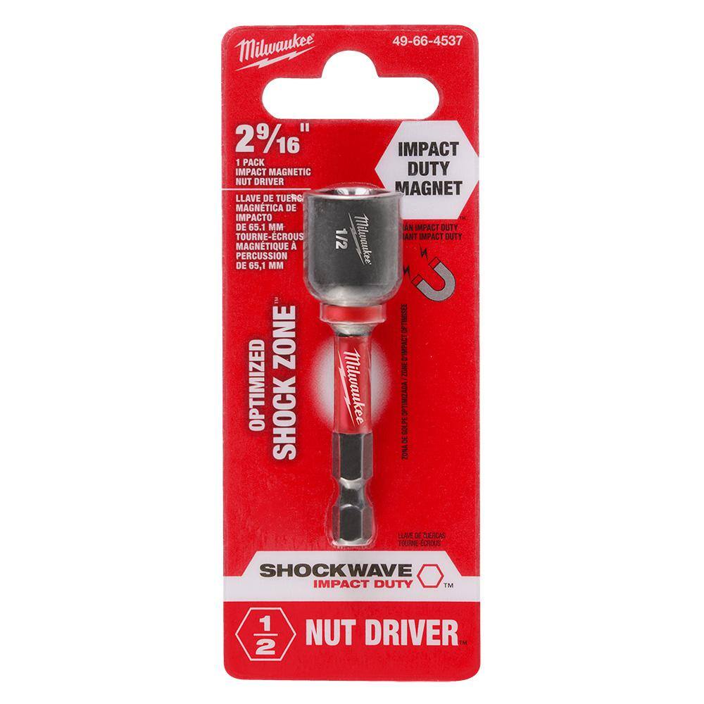 MW SHOCKWAVE Impact Duty 12 in. x 2-916 in. Alloy Steel Magnetic Nut Driver (1-Pack) 49-66-4537