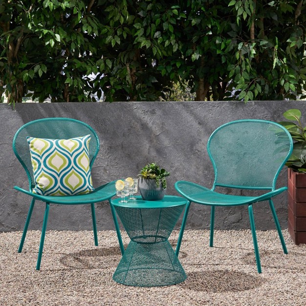 Nevada 3pc Iron Chat Set Matte Teal Christopher Knight Home