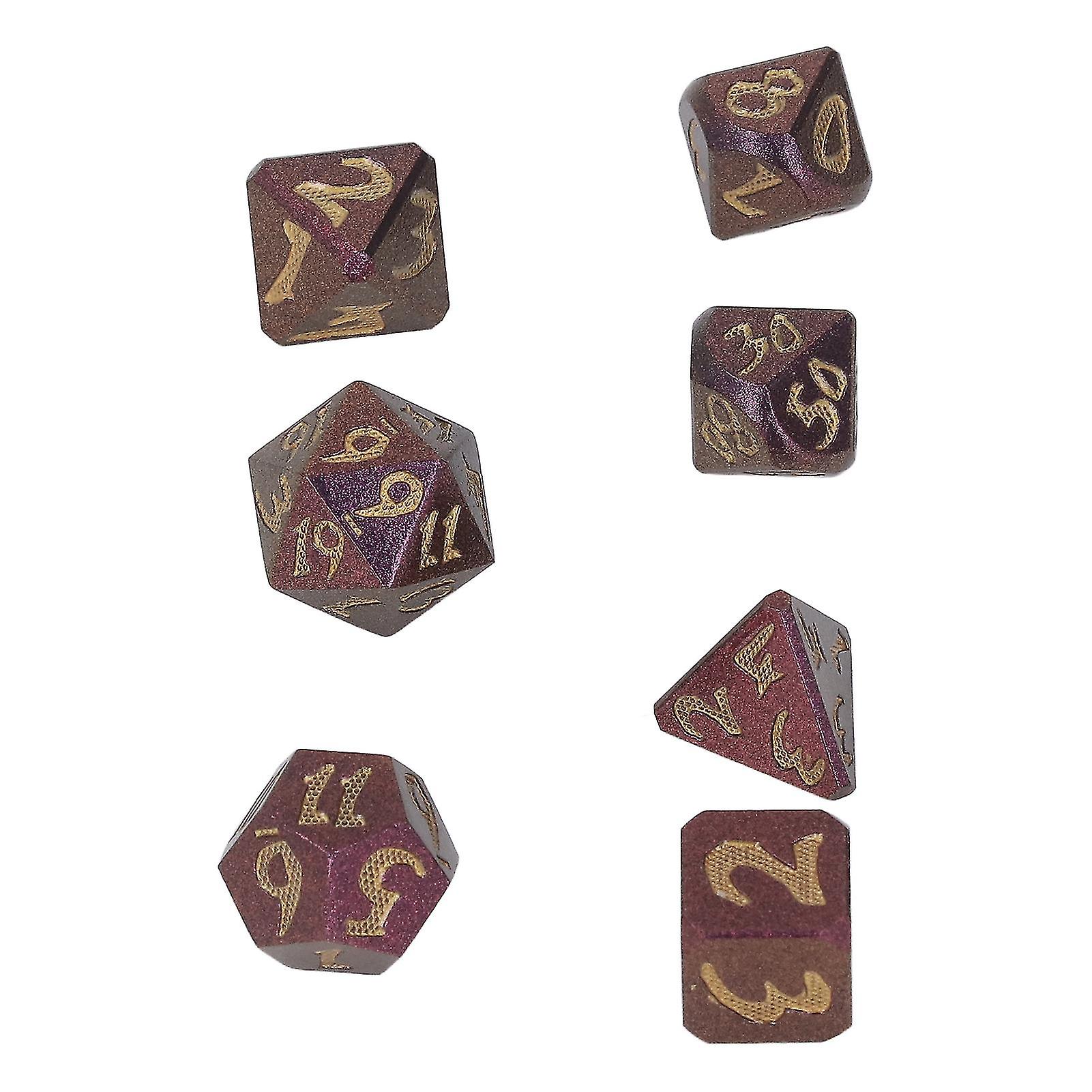 7pcs Polyhedral Dice Set Metal Exquisite Funny Role Playing Game Dice Props for Holidau Party