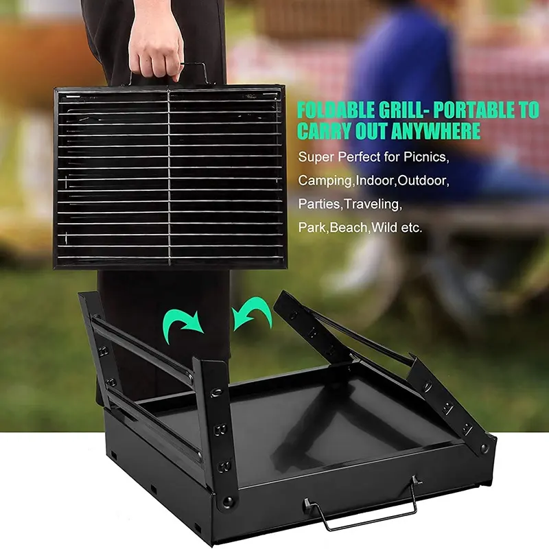 Polar Everest Folding stove Portable Barbecue Charcoal Grill BBQ Tabletop Stainless Steel Smoker Grill for Outdoor Camping