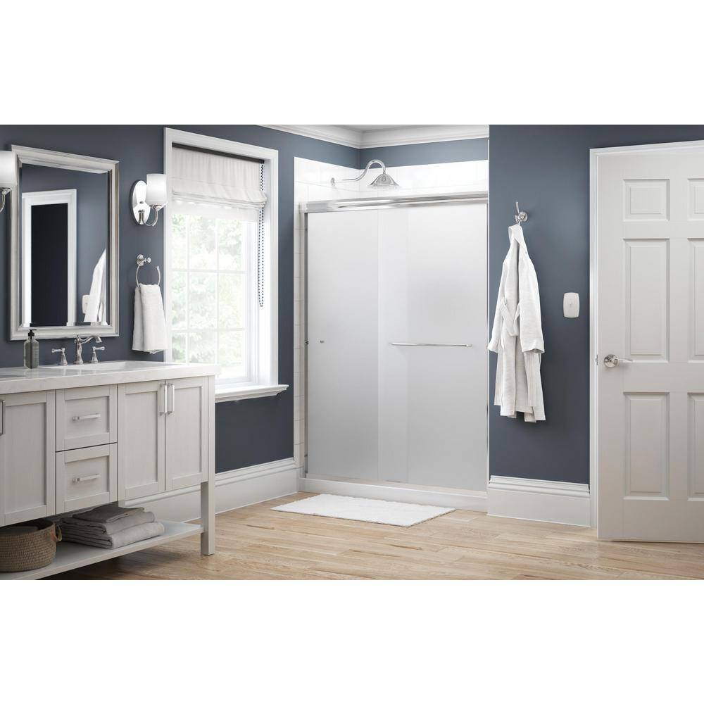 Delta Simplicity 60 in. x 70 in. Semi-Frameless Traditional Sliding Shower Door in Chrome with Frosted Glass 1118524