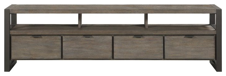 Pemberly Row Modern Wood TV Stand for TVs up to 76 quotin Gunmetal Gray/Oak   Industrial   Entertainment Centers And Tv Stands   by Homesquare  Houzz