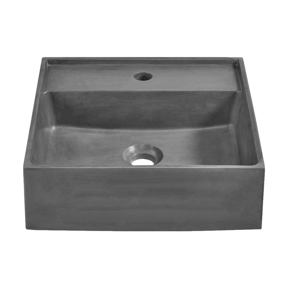 Swiss Madison Lisse 23.5 in. Concrete Rectangle Vessel Bathroom Sink in Dark Grey SM-VSC103E