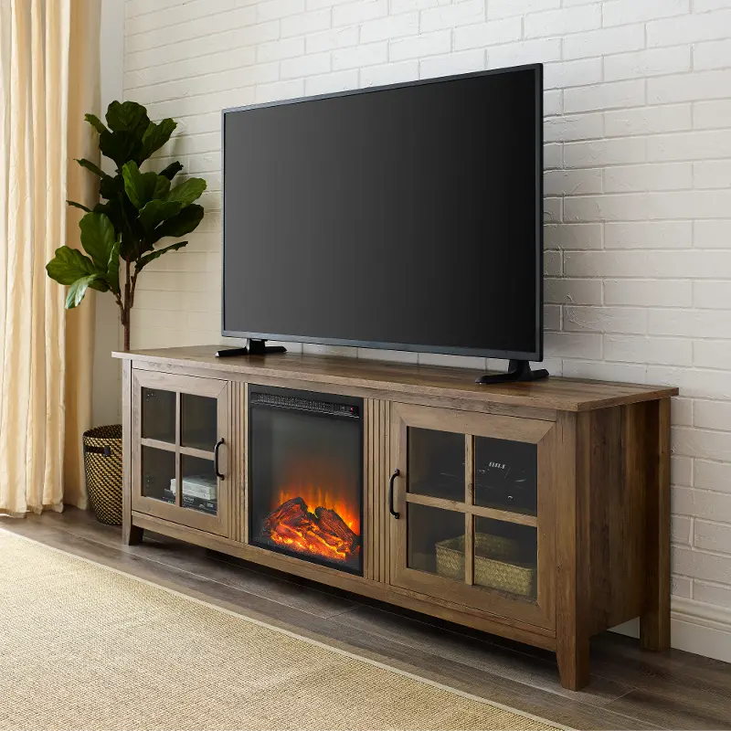 Fallon Rustic Oak 70 Fireplace TV Stand - Walker Edison