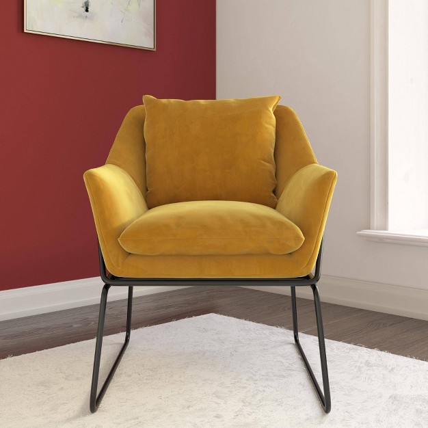 Alisa Velvet Accent Chair Mustard Yellow Room amp Joy