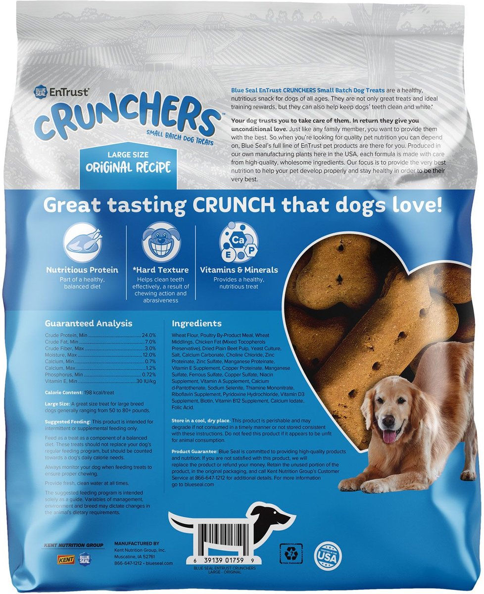 Blue Seal EnTrust Crunchers Original Crunchy Dog Treats， Large， 3.5-lb bag