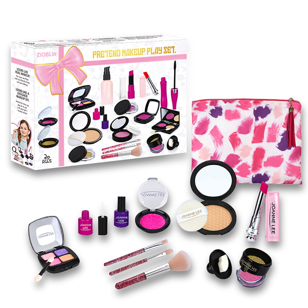 Pretend Makeup for Kids Cosmetic Toys Kit for Girls Toddlers Makeup Play Set for Kids with Cosmetics Bag Princess Play Game Christmas Birthday Gifts Toys for Little Girls (Not Real Makeup)