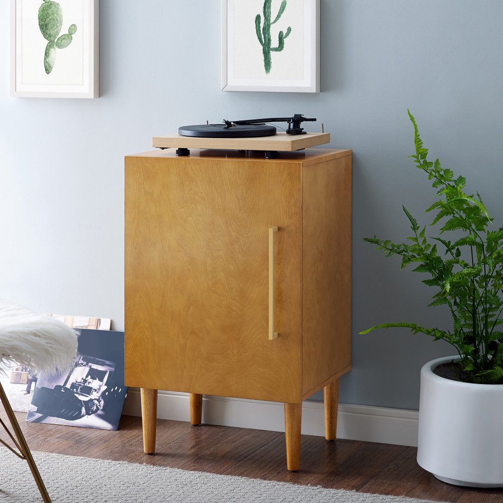 Everett Record Player Stand   Midcentury   Media Cabinets   by Crosley  Houzz