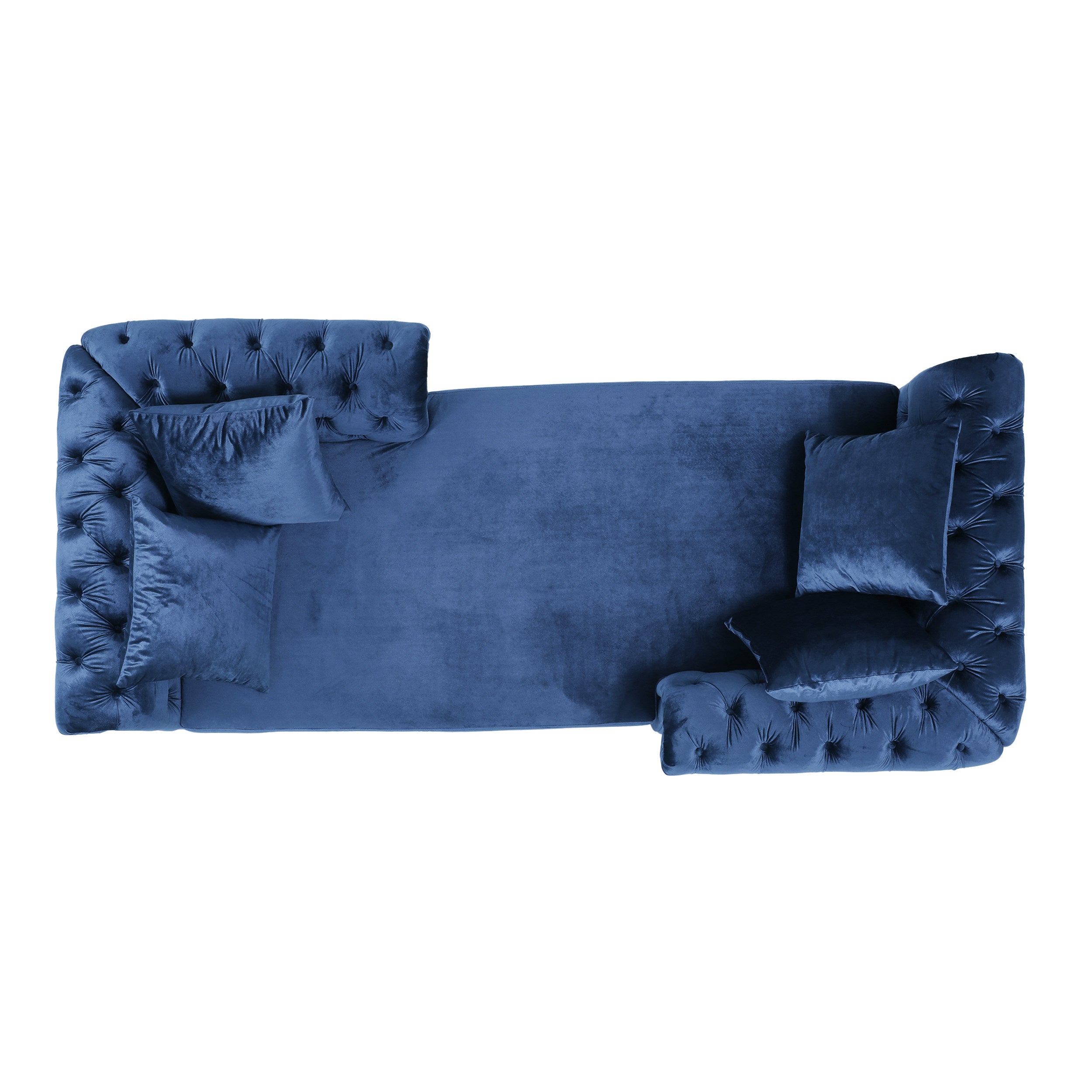 Harrisville Modern Glam Tufted Velvet Tete-a-Tete Chaise Lounge with Accent Pillows