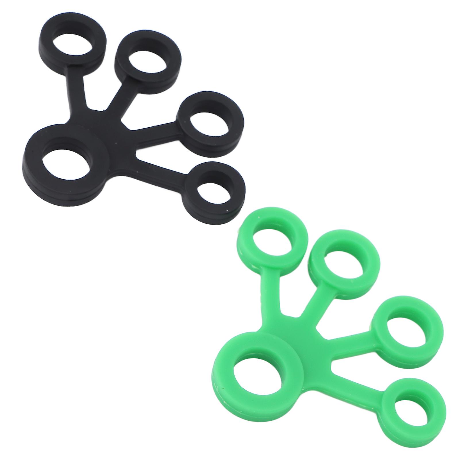 2pcs Silicone Finger Stretcher Portable Elastic Hand Resistance Bands Strengthener 11lb (dark Green+black)