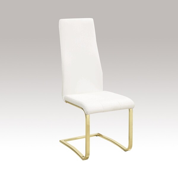 Set of 4 Dining Side Chair in White and Rustic Brass