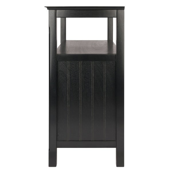 Wood Timber Buffet Cabinet with Two Doors， Black Finish