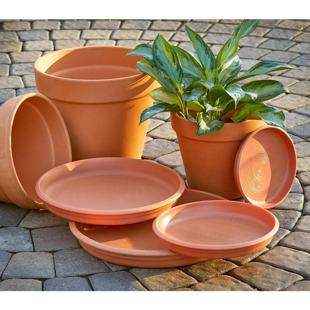 Grosfillex 18 in. Dia Terra Cotta Resin Planter Saucer US277089