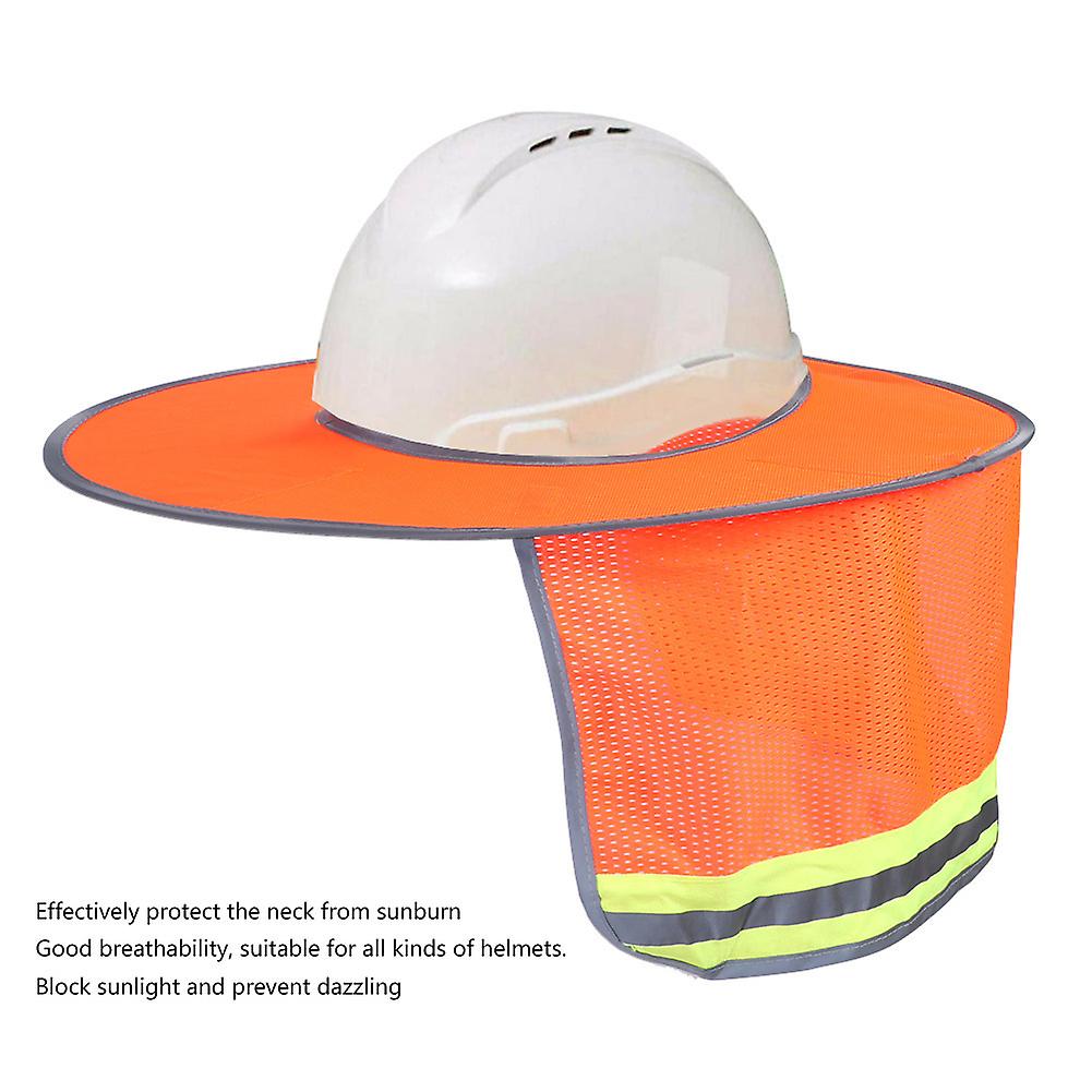 Summer Outdoor Sunscreen Breathable Safety Helmet Shade Neck Protective Cover Shield Orange