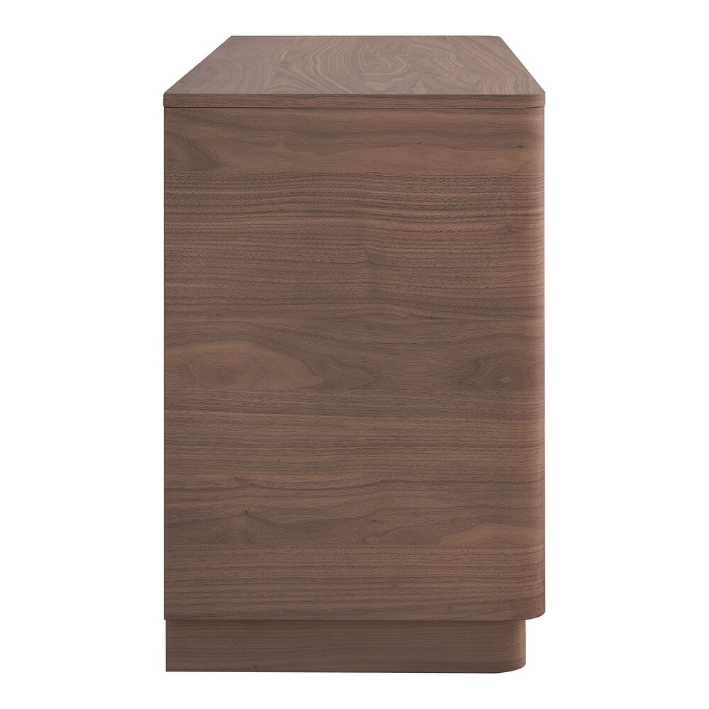 Aurelle Home Rome Modern 6 drawer Rounded Oak Nightstand